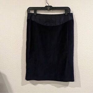 Club Monaco jewel tone blue velvet pencil skirt size 6 satin feel waistband